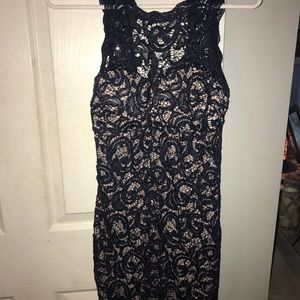 Nude/Navy Blue Sequin Lace short dress.